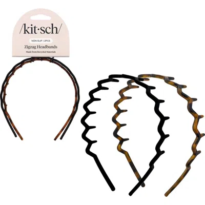 Kitsch 2-pack Zigzag Headbands In Black Tort