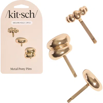 Kitsch 3-pack Secure Hold Metal Pony Pins In Gold