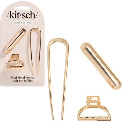 Kitsch 3-piece French Hair Pin & Clips Set In Gold