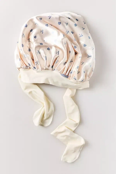 Kitsch Coastal Cottage Print Oversized Satin Bonnet In Neutral