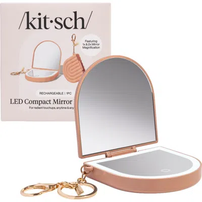 Kitsch Compact Mirror Keychain In Brown