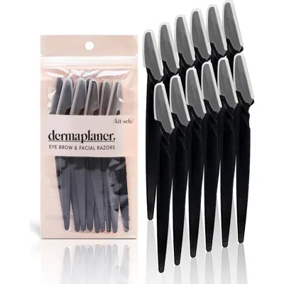 Kitsch Dermaplaners 12-pack Eyebrow & Facial Razors In Black