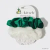 Kitsch Elf Scrunchie Set In White/green In White