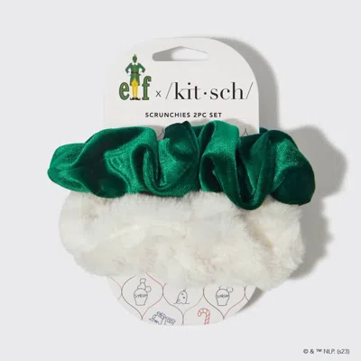 Kitsch Elf Scrunchie Set In White/green