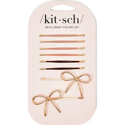Kitsch Enamel & Puffy Bow 8-piece Bobby Pins Set In Rosewood