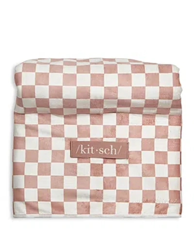 Kitsch Extra Large Quick Dry Hair Towel Wrap - Terracotta Checker In White