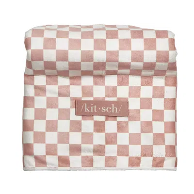 Kitsch Extra Large Quick-dry Hair Towel Wrap Terracotta Checker