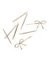 Kitsch Metal Enamel Puffy & Bow Bobby Pins - Rosewood, Set Of 8