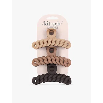 Kitsch Neutral Chain Plastic Hair Claw Clips Pack Of Three