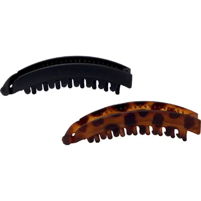 Kitsch Pack Of 2 Assorted Banana Clips In Black And Tort