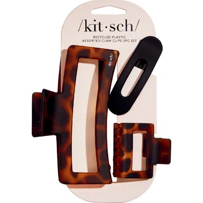 Kitsch Pack Of 3 Assorted Claw Clips In Black And Tort
