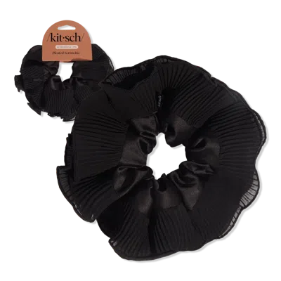 Kitsch Pleated Scrunchie - Halloween Black