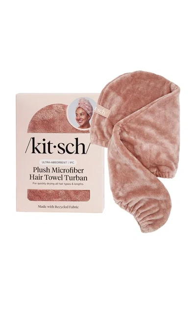 Kitsch Plush Microfiber Hair Towel Turban In Terracotta