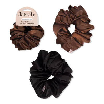 Kitsch Recycled Fabric Brunch Scrunchies - Black & Chocolate
