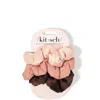 KITSCH RECYCLED FABRIC PUFFY SCRUNCHIES 3 PIECE SET - ROSEWOOD