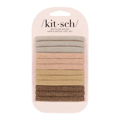 Kitsch Recycled Nylon Glitter Elastics 12pcs Neutral In Brown