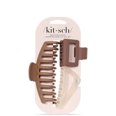 Kitsch Recycled Plastic Assorted Claw Clips - Neutral (pack Of 3)