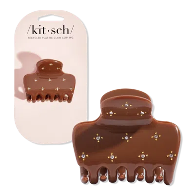 Kitsch Recycled Plastic Rhinestone Medium Puffy Claw Clip - Camel In Brown