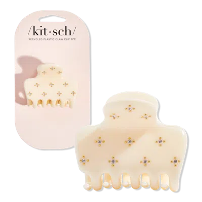 Kitsch Recycled Plastic Rhinestone Medium Puffy Claw Clip - Ivory In White