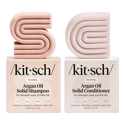 Kitsch Repairing Argan Oil Solid Shampoo & Conditioner Bar Combo Pack - Toasted Vanilla & Macadamia Milk