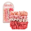 Kitsch Runched Satin Scrunchies 5 Piece Set - Cherry Blossom In Pink