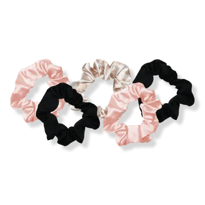 Kitsch Satin Hair Scrunchies - Pink/black In Multi