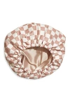 KITSCH SATIN LINED FLEXI SHOWER CAP - TERRACOTTA CHECKER