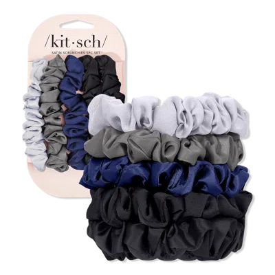Kitsch Satin Petite Scrunchies Set - Midnight In Blue