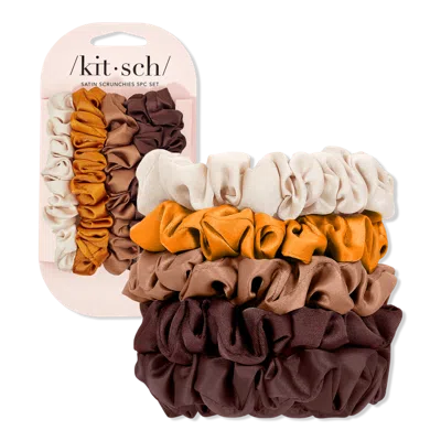 Kitsch Satin Petite Scrunchies Set - Sedona In Brown