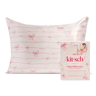 Kitsch Satin Pillowcase - Striped Bows