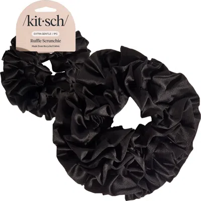 Kitsch Satin Ruffle Scrunchie In Black