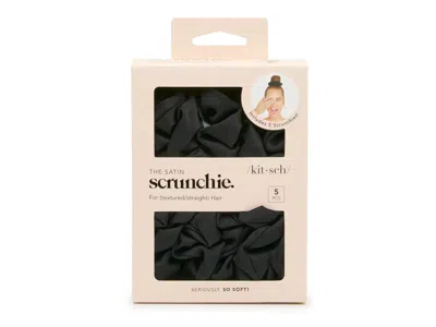 Kitsch Satin Scrunchie Set 5 Ct. In Black
