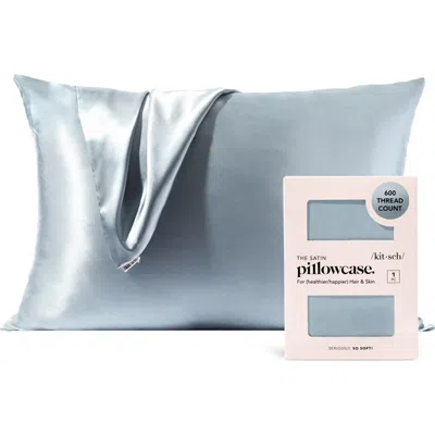 Kitsch Standard Satin Pillowcase In Blue
