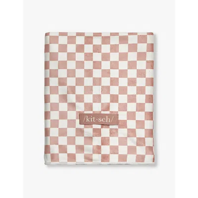 Kitsch Terracotta Check-print Extra-large Quick-dry Hair Towel