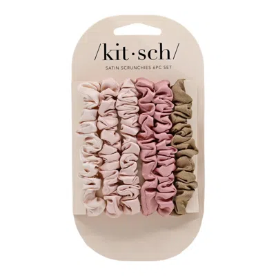 Kitsch Ultra Petite Satin Scrunchies 6pcs Terracotta In Multi
