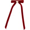 Kitsch Velvet Rhinestone Bow Hair Clip In Red