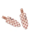 Kitsch Xl Creaseless Clips - Terracotta Checker, Set Of 2