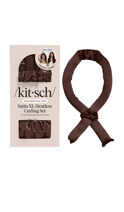 Kitsch Xl Satin Heatless Curling Set In Chocolate
