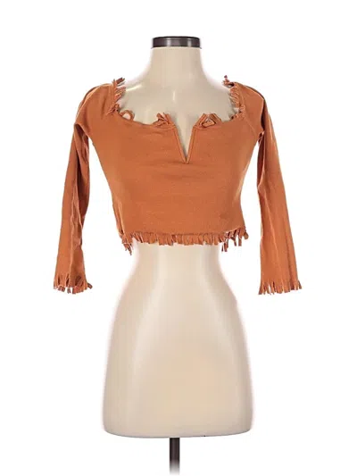Pre-owned Kittenish 3/4 Sleeve Top Orange Sweetheart Neckline Tops