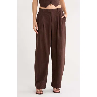 Kittenish Barrel Pinstripe High Waist Trousers In Brown