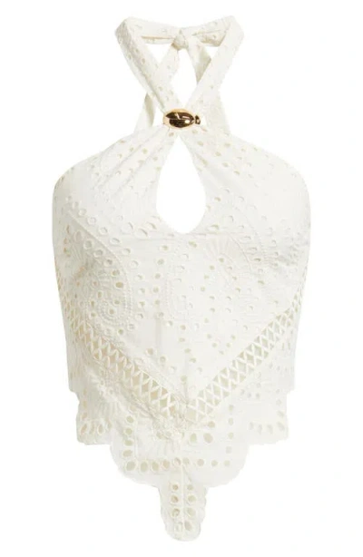 Kittenish Cotton Eyelet Top In White