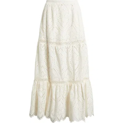 Kittenish Eyelet Lace Maxi Skirt In White