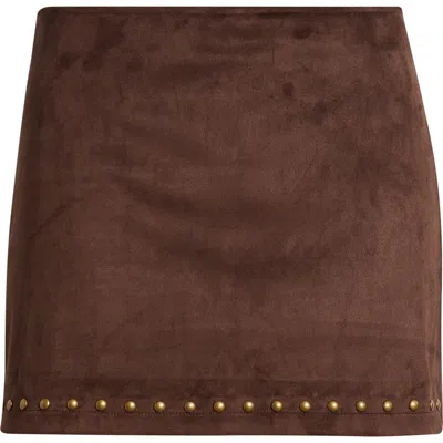 Kittenish Faux Suede Skort In Brown