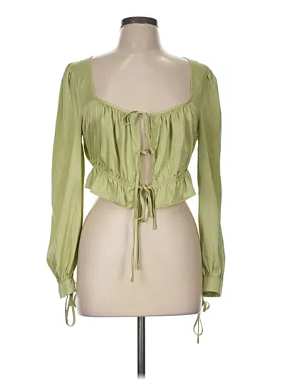 Pre-owned Kittenish Long Sleeve Blouse In Green