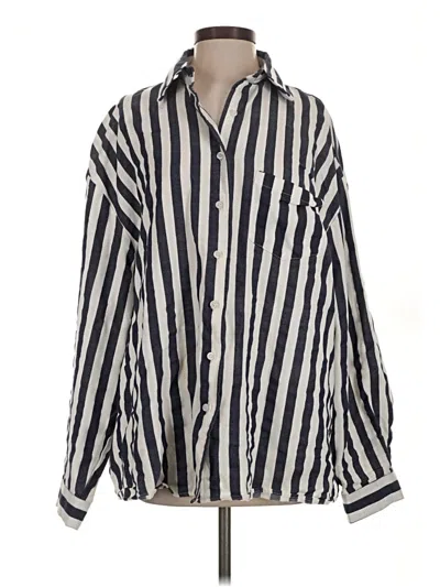 Pre-owned Kittenish Long Sleeve Button Down Shirt In Silver