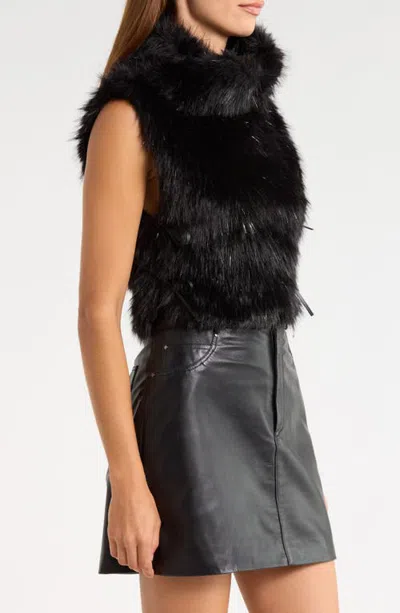 Kittenish Lucy Faux Fur Funnel Neck Vest In Black