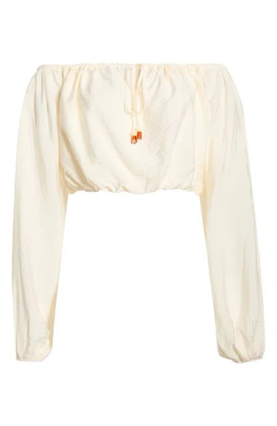 Kittenish Off The Shoulder Bubble Hem Top In White