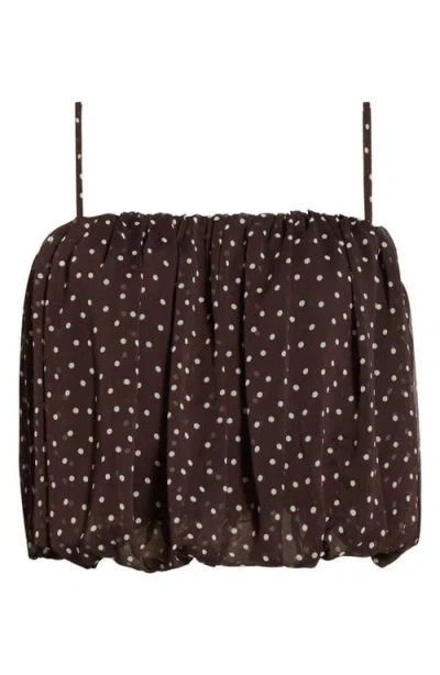 Kittenish Polka Dot Crop Bubble Camisole In Chocolate Pin Dot