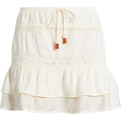 Kittenish Ruffle Tie Waist Miniskirt In White