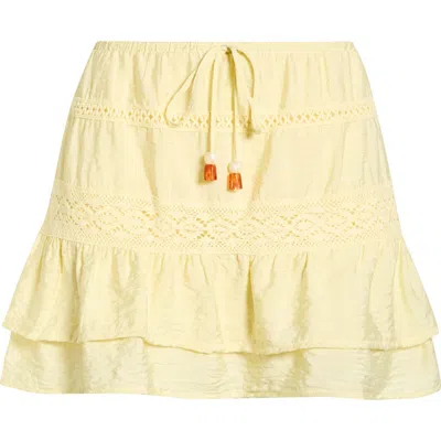 Kittenish Ruffle Tie Waist Miniskirt In Yellow